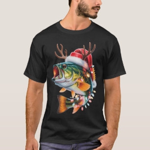 Funny Fish Christmas Santa Claus Xmas Fisherman T-Shirt
