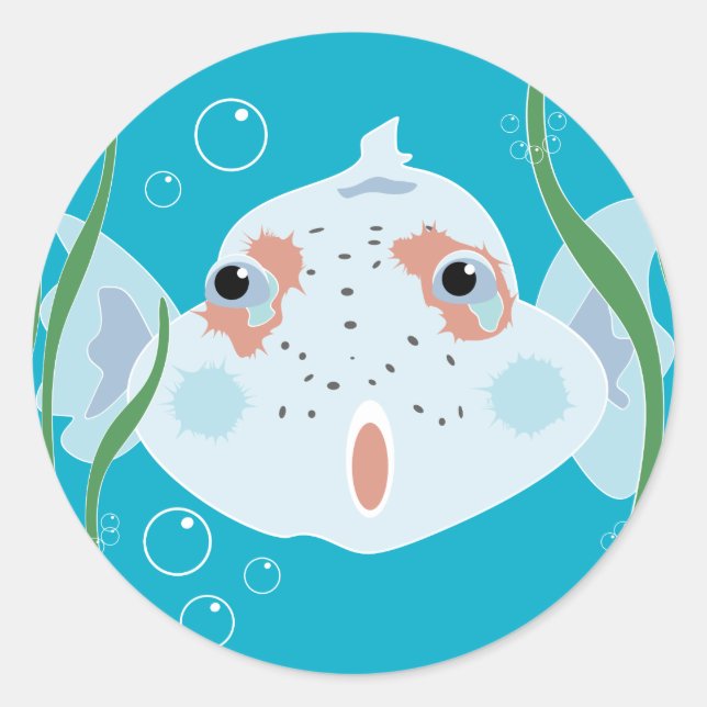 Funny Fish Classic Round Sticker (Front)