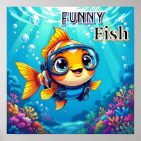 Funny Fish | Cute Cartoon Kid's Nursery Art