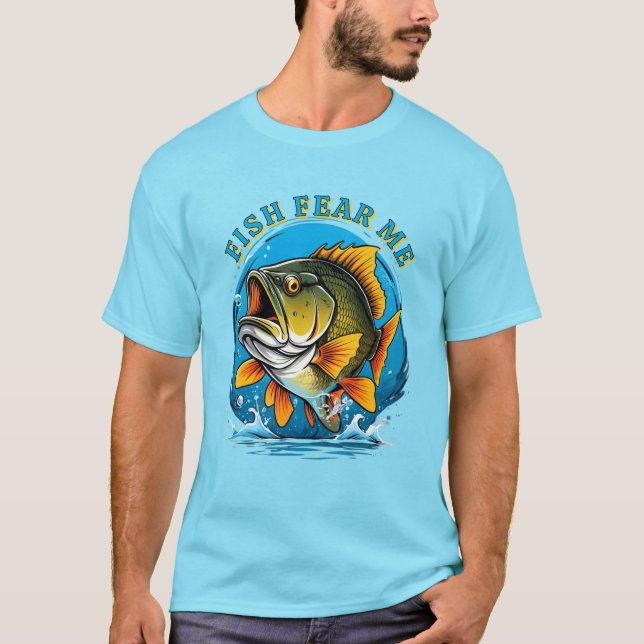 Funny Fish Fear Me Fisherman Sports T-Shirt (Front)