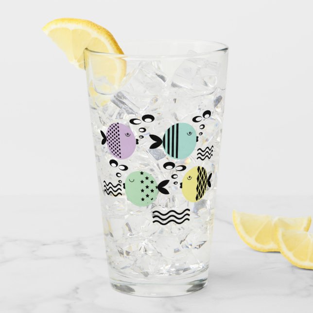 Funny fish, fish, sea, zodiac fish, colourful, chi glass (Front Ice)
