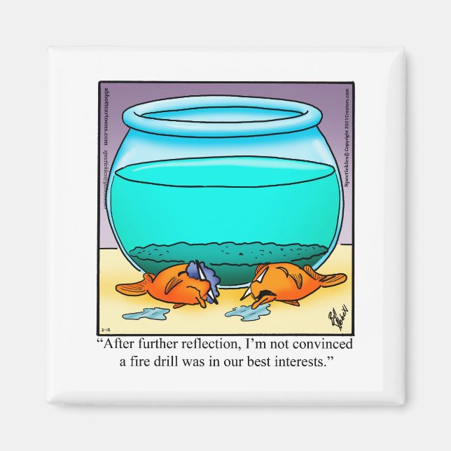 Funny Fish Humour Square Magnet (Front)
