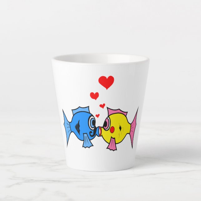 Funny Fish Kissing Latte Mug (Front)