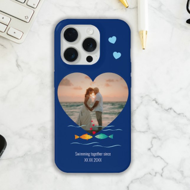 Funny Fish Pun Custom Photo Valentine's Day iPhone Case (Romantic Valentine's day photo case for iphone with custom text, date and heart photo)