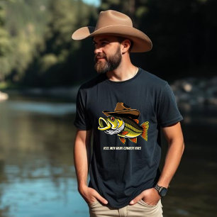 Funny-Fish Wearing a Cowboy Hat- T-Shirt