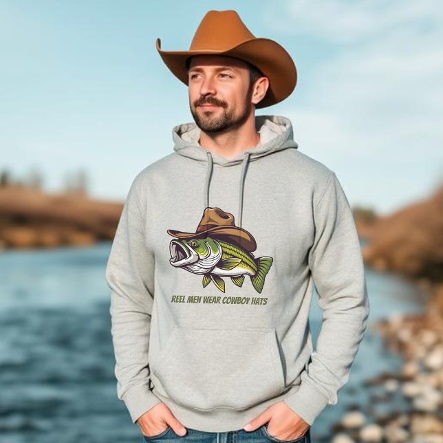 Funny Fish With a Cowboy Hat  Hoodie (Funny Fish Hoodie Fish with a Cowboy Hat For Him Fathers Day Gifts for Him)