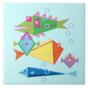 Funny fish with bubbles tile