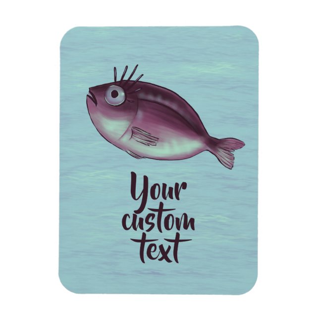 Funny Fish With Fancy Eyelashes Custom Text Magnet (Vertical)
