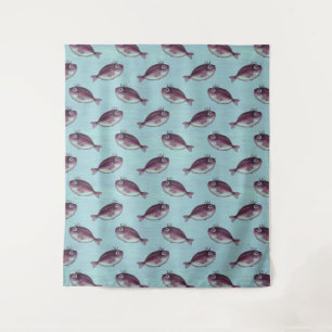 Funny Fish With Fancy Eyelashes Pattern Tapestry