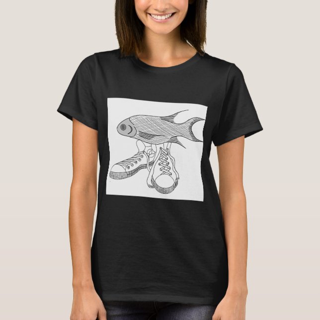 Funny Fish with Shoes T-Shirt (Front)