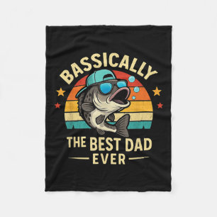 Funny Fisherman Best Dad Ever B Fishing Fathers Da Fleece Blanket