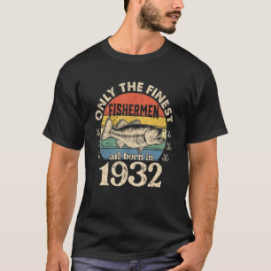 Funny Fisherman Born In 1932 90th Birthday Men 90 T-Shirt