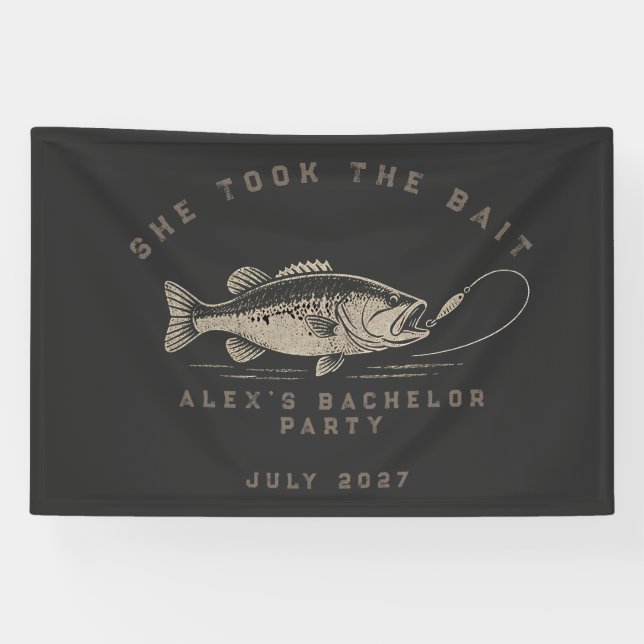 Funny Fisherman Custom Fishing Bachelor Party Banner (Horizontal)