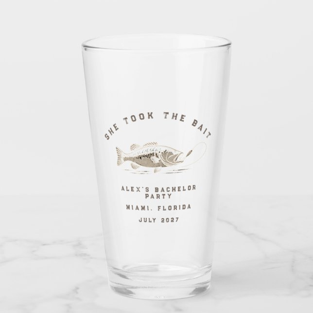 Funny Fisherman Custom Fishing Bachelor Party Glass (Front)