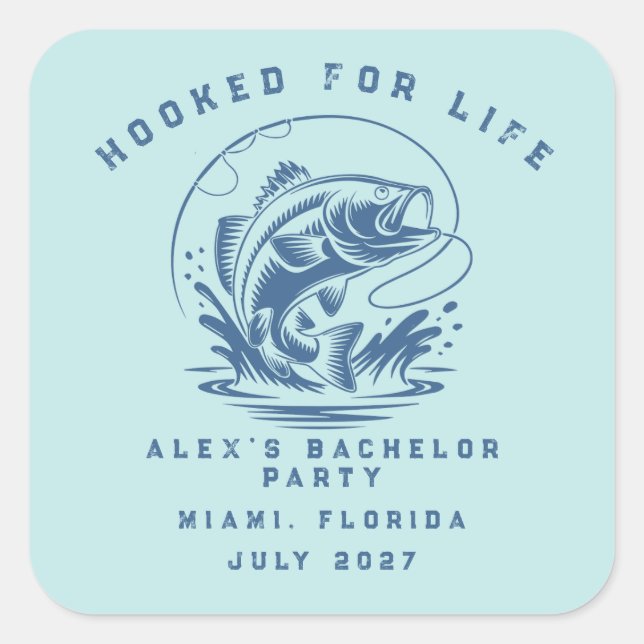 Funny Fisherman Custom Fishing Bachelor Party Square Sticker (Front)