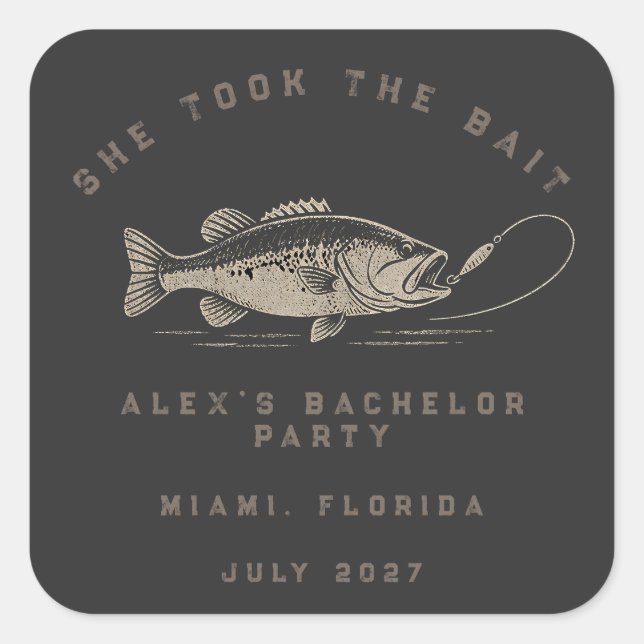 Funny Fisherman Custom Fishing Bachelor Party Square Sticker (Front)
