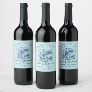 Funny Fisherman Custom Fishing Bachelor Party Wine Label