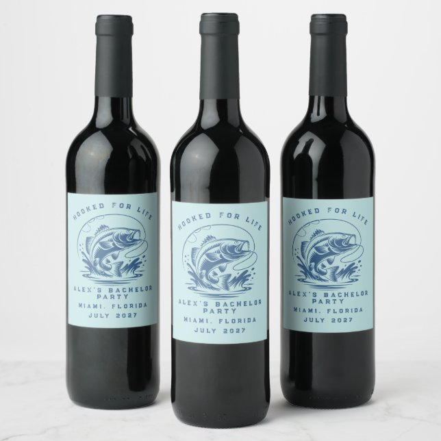 Funny Fisherman Custom Fishing Bachelor Party Wine Label (Bottles)