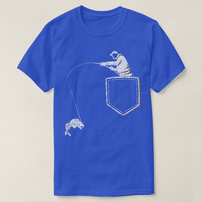 Funny Fisherman Fishing Pocket T  For Father & Gra T-Shirt (Design Front)