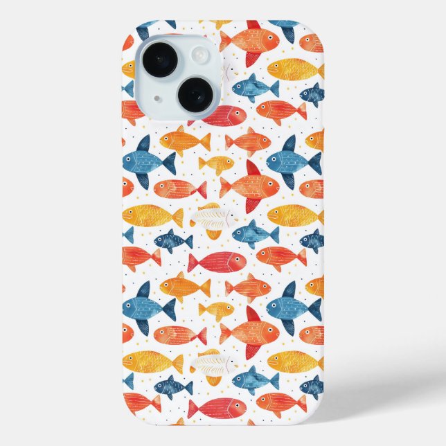Funny Fishes Colourful Pattern Case-Mate iPhone Case (Back)