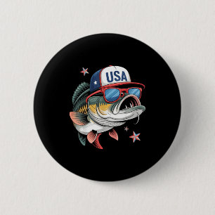 Funny Fishing &amp; Fisherman Gift American Flag  6 Cm Round Badge