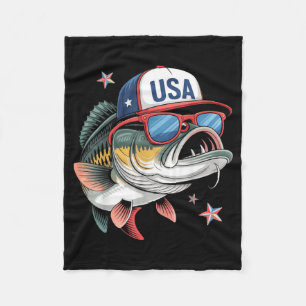 Funny Fishing & Fisherman Gift American Flag Fleece Blanket