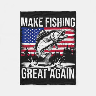 Funny Fishing And Trump Fisherman Gifts American F Fleece Blanket