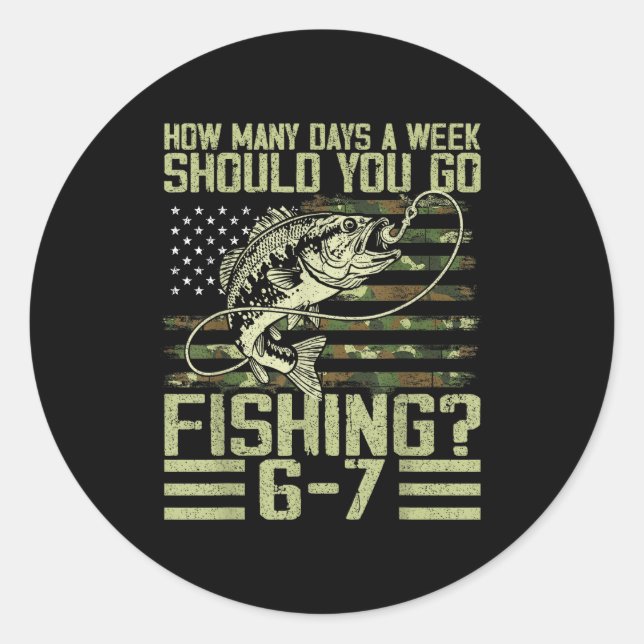 Funny Fishing Boy Teens Kid Camouflage Usa Flag B  Classic Round Sticker (Front)