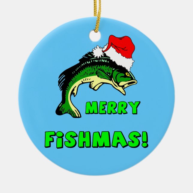 Funny fishing ceramic tree decoration (Front)