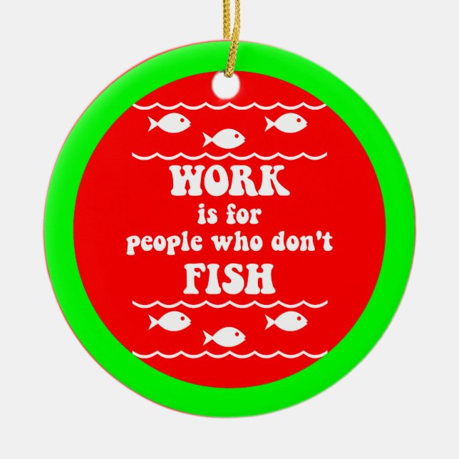 Funny fishing ceramic tree decoration (Front)