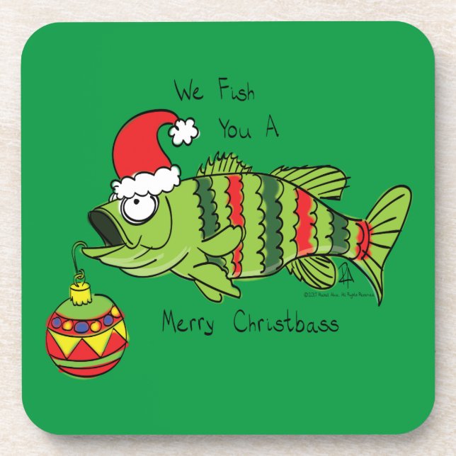 Funny Fishing Christmas Coaster (Front)