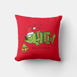 Funny Fishing Christmas Cushion