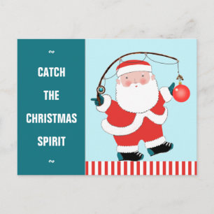 Funny Fishing Christmas Holiday Postcard