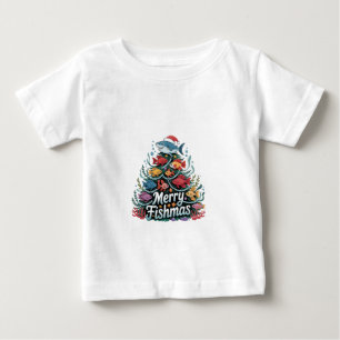 Funny Fishing Christmas Tree Fish Fisher Lover Baby T-Shirt