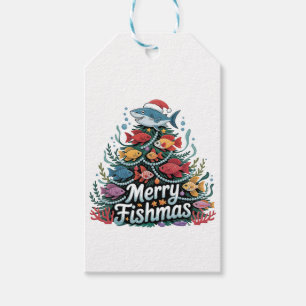Funny Fishing Christmas Tree Fish Fisher Lover Gift Tags