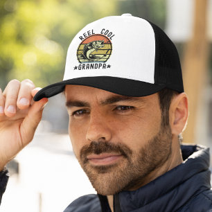 Funny Fishing Dad Reel Cool Grandpa Vintage Trucker Hat