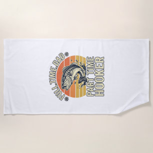 Funny Fishing Dad Vintage Bass Shirt Design (2)_1 Beach Towel