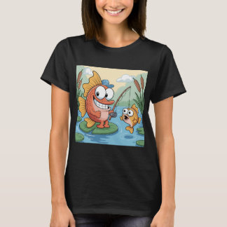 Funny Fishing Fish Cartoon – Humourous Angler Po T-Shirt