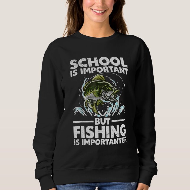 Funny Fishing For Boys Kids Youth Fish Saying Bass Sweatshirt (Front)