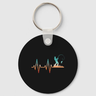Funny Fishing Heartbeat B Fish Retro Fisherman Key Ring