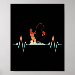 Funny Fishing Heartbeat Retro Fish Fisherman Poster
