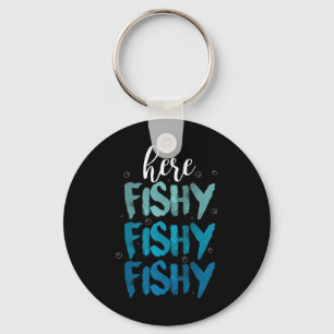 Funny Fishing Here Fishy Love Summer Lake Gift  Key Ring