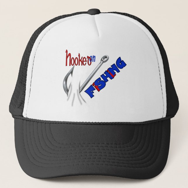 Funny Fishing Hooked On Fishing Trucker Hat (Front)