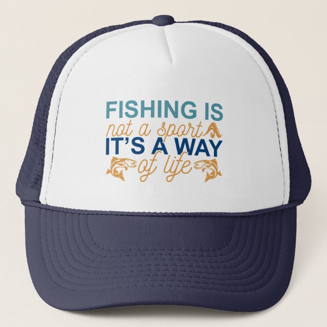 funny fishing life word art trucker hat (Front)