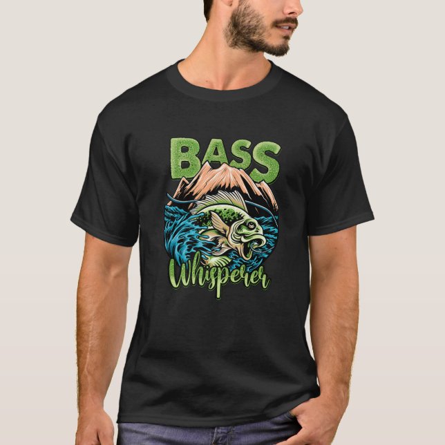 Funny Fishing Lovers Bass Whisperer Bass Fisherman T-Shirt (Front)