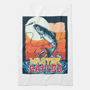 Funny Fishing Master Baiter Tea Towel