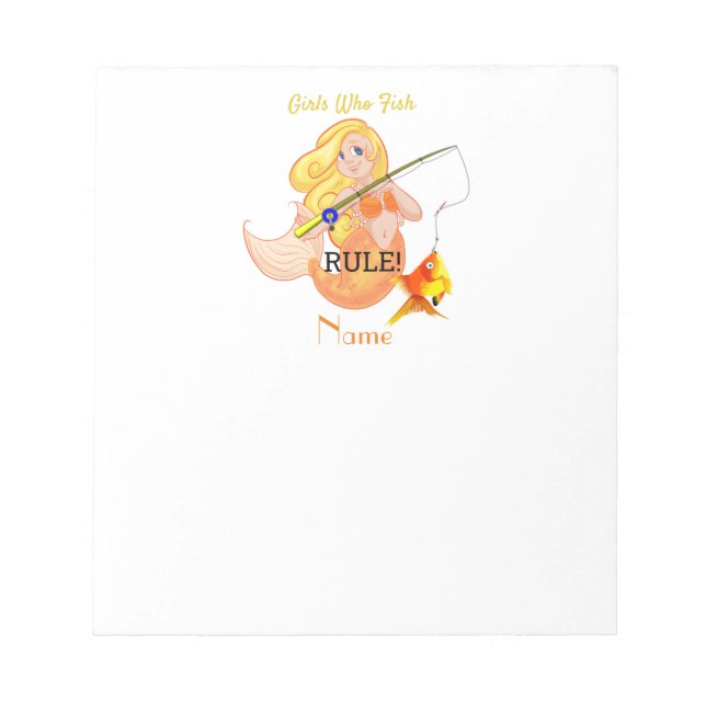 Funny Fishing Mermaid Girl Thunder_Cove  Notepad (Front)