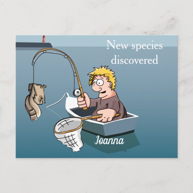 Funny Fishing Moment: New Species Postcard (Front)