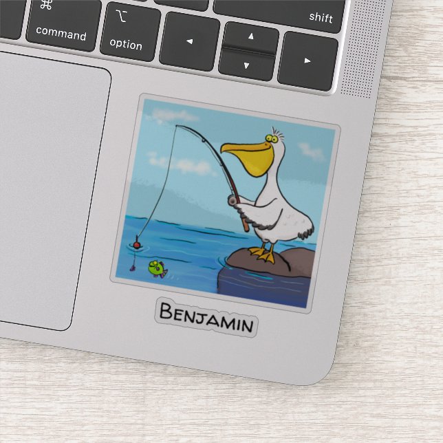 Funny fishing pelican cartoon (Detail)