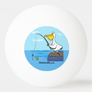 Funny fishing pelican cartoon  ping pong ball